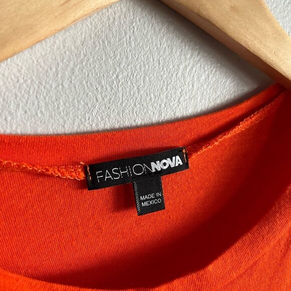 Fashion Nova Distressed Eagle Graphic Tee Orange Born To Be Wild Shirt S-M - Picture 2 of 6